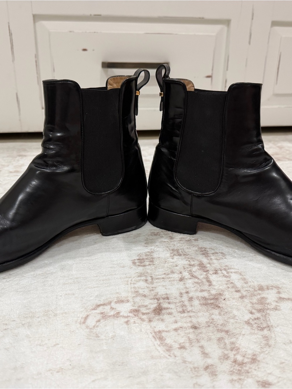 Salvatore Ferragamo Black Leather Chelsea Ankle Boots with Vibram Soles